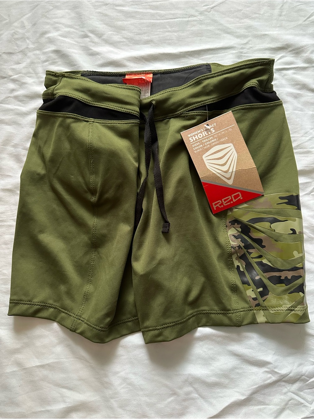 R.E.D. by Burton Women's Impact Shorts in Olive Green with Camo Accent